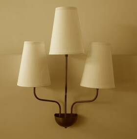 Hmlh-9 Handmadelightinghyb Handmade Brass 3-light Fixture Wall Sconce With Fabric Shades