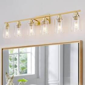 800-100-1088 Hccz 6 Light Gold Bathroom Fixtures Brushed Brass Vanity Over Mirror M