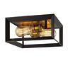Hd-1550-i Home Decorators Collection Matte Black Frame Flushmount Antique Brass Sockets