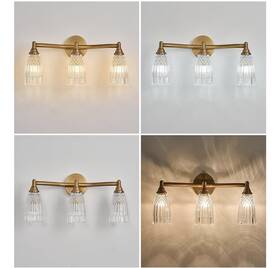 Mj-w0372-3 Hddfl Brass Bathroom Light Fixture Vintage Vanity Lighting 3 Lights Glass