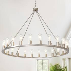 Hd003 Hhr 48-inch Wagon Wheel Chandelier 24-light Extra Large Nickel Outdoor Chand
