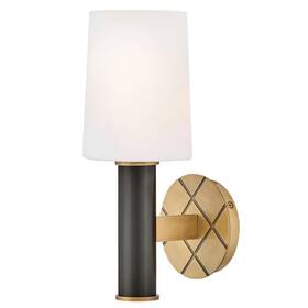 51370hb-bx Hinkley Lighting Declan Medium Single Light Wall Sconce Etched Opal Glass Tapered Shade