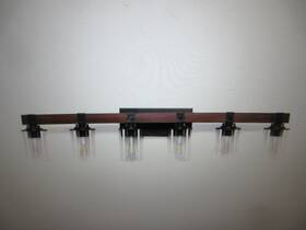 Szd03l06wb Hkmgt Farmhouse 42.3 Inch 6-light Walnut And Black Bathroom Vanity Light