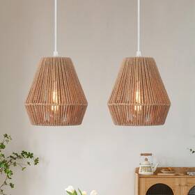 D0166-1-pg Hljynjm Bn-2 2 Pack 7ftft Wicker Pendant Lights Boho Hanging With Hand Woven Rattan