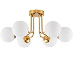 Hlh-89361220 Hoengles Modern Semi Flush Mount Ceiling Light Gold White Glass Shade Lig