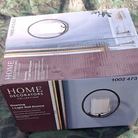 1002473624 Home Decorators Collection Downing 1-light Wall Sconce Bronze Glass Indoor