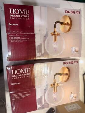 1002502473 Home Decorators Collection Nib Set Of 2 Collections Kendall Gold And Black Wall Sconce