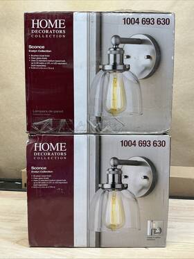 1004693630 Home Decorators Collection 2 Pack Evelyn Brushed Nickel Modern Indoor Wall Sconce