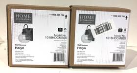 1006325768 Home Decorators Collection 2pk Halyn 1-light Matte Black Indoor Wall Sconce Clear Glass