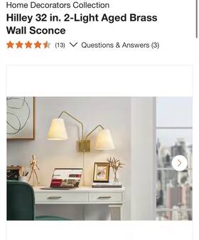 1009938445 Home Decorators Collection Hilley 32 Inch 2-light Aged Brass Wall Sconce Modern