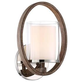 28011 Home Decorators Collection Wall Sconce 8.125 Inch Dimmable Steel Polished Nickel/corona Bronze