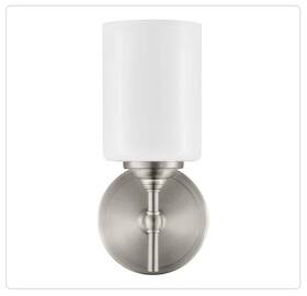 39342-hbw Home Decorators Collection Ayelen 1-light Brushed Nickel Opal White Glass Wall Sconce