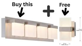 2-for-1 Home Decorators Collection 773546255677 Alberson Brushed Nickel Led Vanity Light With Frosted Shade