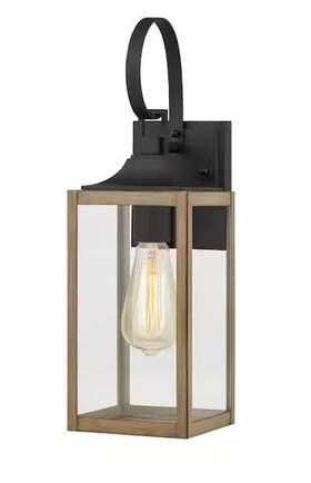Home Decorators Collection 940500322902 Havenridge 16.6 Inch 1-light Gray Wood Wall Light Lantern Sconce With Clear Glass