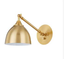 Hd-1651-agb-cv Home Decorators Collection Frolynn One Light Sconce Aged Brass Finish Metal Shad