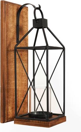 Hbgfdt1 Homemory Wall Candle Sconce Wood Rustic Holder Decorative Lantern