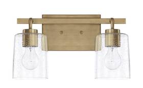 128521ad-449 Homeplace Lighting Capital Greyson 2 Light Vanity Aged Brass New Open Box