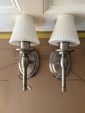 5172-sn Hudson Valley Lighting Wall Sconce Pair Brushed Nickel Ribbed Shades