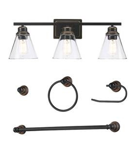 Hukoro 848507008507 3-light Vanity Light With Oil Rubbed Bronze Bath Set 5-piece