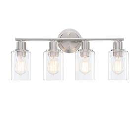 F41004-vl-bn Hukoro Gla 23 Inch 4-light Brushed Nickel Vanity Light With Clear Glass Shade F41004-vl-bn Hukoro Gla 23 Inch 4-light Brushed Nickel Vanity Light With Clear Glass Shade