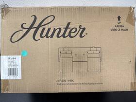 48018 Hunter Fans Devon Park Onyx Bengal Two Light Vanity