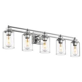 5hlt63b-5w Hwh Investment Chrome Vanity Light Fixtures 5-light Bathroom Over Mirror Modern Wall