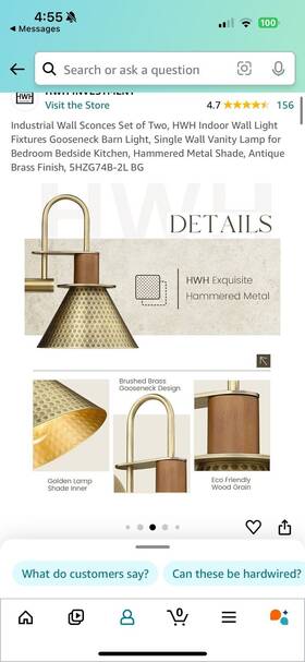 5hzg74b-2l Hwh Lighting Industrial Wall Sconces Set Of Two Indoor Large Hammered Brass