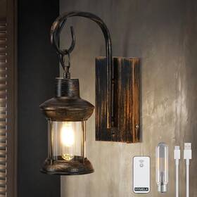 Hymelav04 Hymela B02 Battery Operated Wall Sconce Remote Rechargeable Bronze