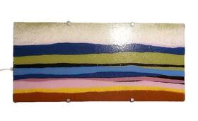 401.101.05 Ikea Gyllen Multicolor Wavy Striped Stained Glass Wall Lamp Light Sconce Vtg
