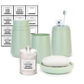 4pcs-green-7 Imavo Green Bathroom Set 5 Piece Gift Toothbrush Holder Toothbru