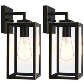 Zdo-8120 Imizdlum Outdoor Wall Light Fixture Black Exterior Lantern With Clear Tempered Glass Zdo-8120 Imizdlum Outdoor Wall Light Fixture Black Exterior Lantern With Clear Tempered Glass