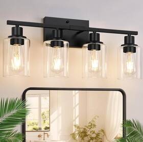 Omtyx-031h Indoi 4-light Bathroom Light Fixtures Vanity Lights With Clear Glass Shades