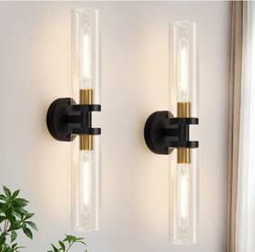 Yx-050 Indoi Wall Sconces Set Of Two Black And Gold Bathroom Light Fixtures