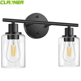 Il002ab Industrial 2 Lights Fixture Wall Sconces Glass Shade Hallway Bathroom Vanity