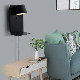 Injak 767136369400 Led Wall Mount Reading Light With Plug Black Lamps For Headboard U