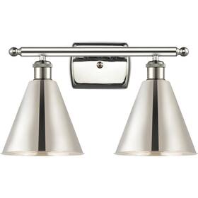 516-2w-pn-mbc-8-pn Innovations Lighting Ballston Cone Bathroom Vanity Light