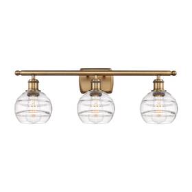 516-3w-bb-g556-6cl Innovations Lighting 516-3w-9-26-rochester-bathroom Vanity Light - Brass