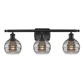 516-3w-bk-g556-6sm Innovations Lighting 516-3w-9-26-rochester-bathroom Vanity Light - Matte Black /