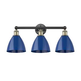 616-3w-bab-mbd-75-bl Innovations Lighting 616-3w-12-26 Plymouth Dome Vanity - Black Antique