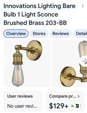 Innovations Lighting 729625164910 203sw-bb-led Bare Bulb Wall Sconce Brushed Brass