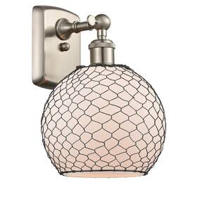 Innovations Lighting 745684084075 Black Wire Led Sconce Nickel/frost Sphere - 516-1w-sn-g121-8cbk-led