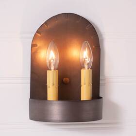 Irvins Country Tinware 812016033398 Short 2-light Colonial Electric Tin Sconce