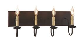 9185sbksrd Irvins Country Tinware Four Arm Vanity Light In Sturbridge Black With Red