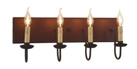 9185tplr Irvins Country Tinware Four Arm Vanity Light In Plantation Red