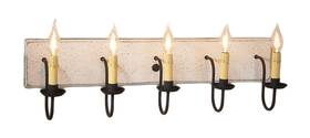 9199tvwh Irvins Country Tinware Five Arm Vanity Light In Vintage White