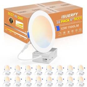 Suer-mbd-6in-16p Isuerfy 16 Pack 6 Inch 5cct Ultra-thin Led Recessed Ceiling Light With Junction Box