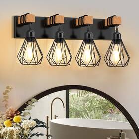Spu3-4t Izorro Farmhouse Bathroom Vanity Light Fixtures 4-light Wood Fixture Spu3-4t Izorro Farmhouse Bathroom Vanity Light Fixtures 4-light Wood Fixture