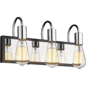 Jazava 652569843514 Modern Bathroom Vanity Light With Chrome And Black Finish