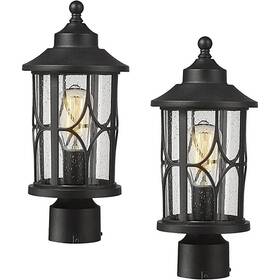 Jazava 793087963572 2 Pack Modern Outdoor Post Lanterns For Patio Garden Seeded