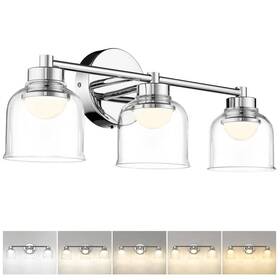 H5hjf94b3wledch Jazava 21.25 Inch 3-light Chrome Led Vanity Light With Clear Glass Shade